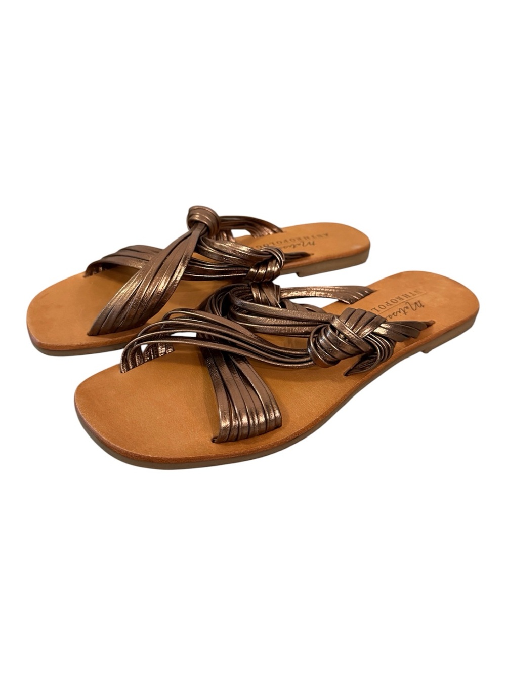 Anthropologie Matisse Mystic leather metallic strappy slip-on sandals size 7